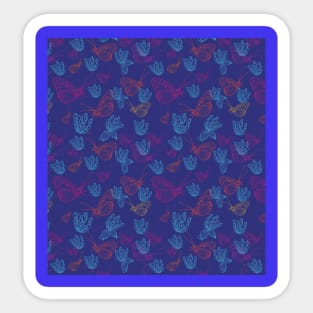 Pink and blue butterfly patterns Sticker